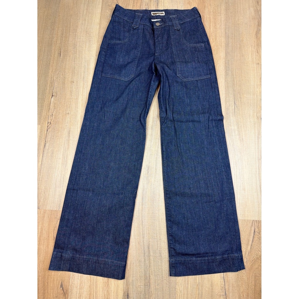 Indi Denim Y2K Dark Wash Wide Leg Patch Pocket Jeans 29x31 Boho Festival